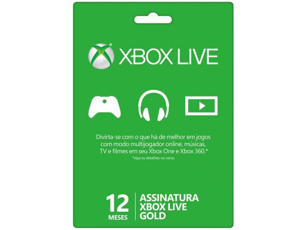 Live Gold Card Microsoft 12 Meses - para Xbox 360 e Xbox One